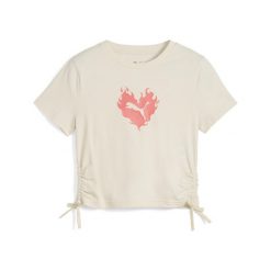 Młodzieżowa koszulka FLAMING LOVE z węzłem PUMA Alpine Snow White. Biała bluzki damskie Puma, m, bez wzorów, z gumy, młodzieżowe, bez kołnierzyka, bez ramiączek. Za 99.00 zł.