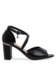 Lasocki Sandały WYL3267-7Z Czarny. Czarne sandały damskie Lasocki, bez wzorów, ze skóry, bez obcasa, na słupku. Za 159.99 zł.