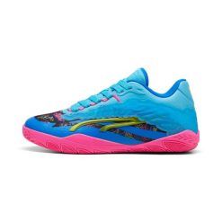 Buty halowe damskie Puma. Niebieskie buty sportowe na co dzień damskie Puma, bez wzorów, z materiału, do koszykówki. Za 396.40 zł.