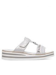 Rieker Klapki V02M6-40 Szary. Szare klapki damskie Rieker, bez wzorów, ze skóry, bez obcasa. Za 299.99 zł.