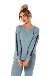 Dresowa Bluza z Lampasami - Agawa. Brązowe bluzy bez kaptura damskie MOE, l, z bawełny. Za 217.39 zł.