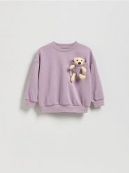 Bluza z misiem - jasnofioletowy. Fioletowe bluzy i bluzki niemowlęce Reserved, bez wzorów, z bawełny, bez ramiączek, bez kaptura. Za 59.99 zł.