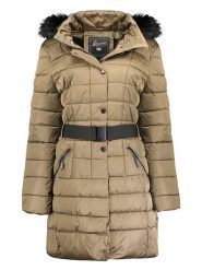 Geographical Norway Płaszcz pikowany "Anemone" w kolorze szarobrązowym rozmiar: L. Brązowe płaszcze damskie Geographical Norway, l, bez wzorów, z tkaniny. Za 289.88 zł.