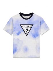 Guess T-Shirt L6RI03 K8HM4 Błękitny Regular Fit. Niebieskie t-shirty chłopięce Guess, z aplikacjami, z bawełny, bez ramiączek. Za 129.99 zł.