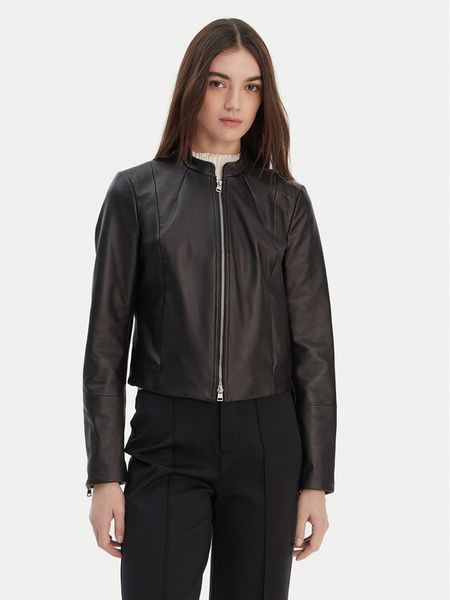 HUGO Kurtka skórzana Lasari 50555743 Czarny Regular Fit. Czarne kurtki damskie Hugo, s, bez wzorów, ze skóry, bez kaptura. Za 1,144.99 zł.