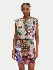 Just Cavalli Sukienka koktajlowa 78PAOE01 Kolorowy Slim Fit. Sukienki damskie Just Cavalli, s, bez wzorów, z bawełny, wizytowe, bez kołnierzyka, bez ramiączek. Za 929.99 zł.