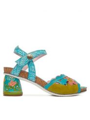 Laura Vita Sandały Framboiseo 34 Turkusowy. Niebieskie sandały damskie Laura Vita, bez wzorów, ze skóry, bez obcasa, na słupku. Za 429.99 zł.