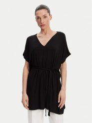 Liu Jo Beachwear Sukienka plażowa VA5164 JS360 Czarny Relaxed Fit. Czarne sukienki damskie Liu Jo Beachwear, na plażę, xs, bez wzorów, z wiskozy, bez kołnierzyka, bez ramiączek. Za 319.99 zł.