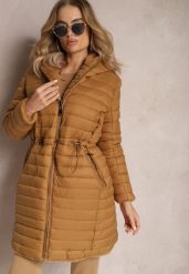 Brązowa Dwustronna Kurtka ze Ściągaczem i Kapturem Bellva. Brązowe kurtki damskie Renee, l, z aplikacjami. Za 259.99 zł.