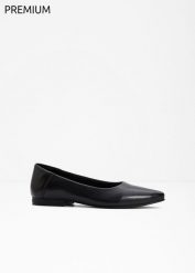 Baleriny skórzane. Czarne baleriny damskie bonprix, bez wzorów, bez obcasa. Za 127.99 zł.