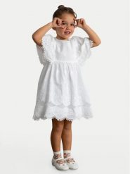 Mayoral Sukienka elegancka 3923 Biały Regular Fit. Białe sukienki dziewczęce Mayoral, bez wzorów, z bawełny, eleganckie, bez ramiączek. Za 249.99 zł.