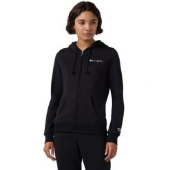 Bluza damska Champion Full Zip Hoodie Sweatshirt. Czarne bluzy z kapturem damskie CHAMPION, uniwersalny, z bawełny. Za 205.99 zł.