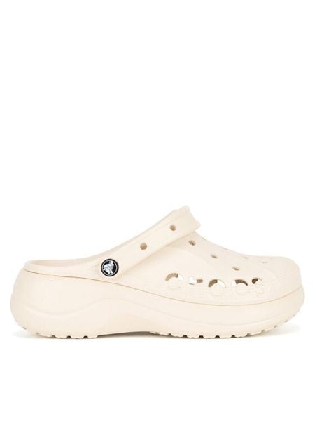 Crocs Klapki C-BAYA PLATFORM CLOG 208186-11S W Beżowy. Brązowe klapki damskie Crocs, bez wzorów, z materiału, bez obcasa. Za 249.99 zł.