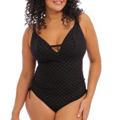 Damski 1-częściowy kostium kąpielowy na fiszbinach Elomi Bazaruto. Czarne bikini damskie ELOMI, bez wzorów. Za 352.00 zł.