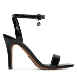 Sandały Nine West. Czarne sandały damskie Nine West, bez wzorów, bez obcasa, na szpilce. Za 183.99 zł.