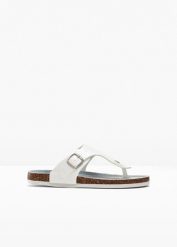 Klapki japonki. Białe klapki damskie bonprix, bez wzorów, z denimu, bez obcasa. Za 112.99 zł.