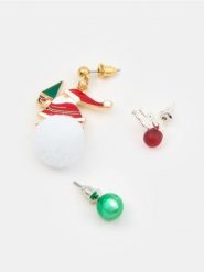 Kolczyki 3 pack z motywem świątecznym - wielobarwny. Kolczyki damskie Sinsay. W wyprzedaży za 7.99 zł.