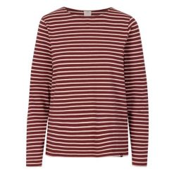 Damska Koszulka W Prążki Karen Yarn Dyed Stripe Shirt. Czerwone bluzki damskie Trespass, l, bez wzorów, sportowe, bez kołnierzyka, bez ramiączek. Za 99.99 zł.