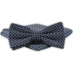 Mucha Męska z Poszetką - Alties - Granatowa w Białe Koła. Niebieskie krawaty i muchy męskie Alties, bez wzorów, eleganckie. Za 54.00 zł.