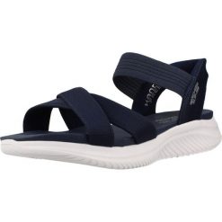 Sandały SKECHERS 119975S Niebieski. Niebieskie sandały damskie Skechers, bez wzorów, z materiału, bez obcasa. Za 297.99 zł.