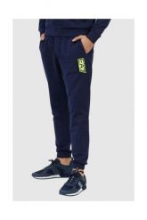 EA7 Granatowe spodnie męskie z wymiennym logo. Niebieskie spodnie dresowe męskie EA7 Emporio Armani, z aplikacjami, z bawełny. W wyprzedaży za 269.99 zł.