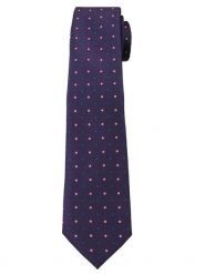 Fioletowy Elegancki Krawat Męski -ALTIES- 6 cm, w Niebiesko-Różowe Kropki. Czerwone krawaty i muchy męskie Alties, bez wzorów, z tkaniny, eleganckie. Za 49.00 zł.