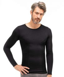 Koszulka męska z długim rękawem Brubeck COMFORT WOOL. Czarne koszulki męskie z długim rękawem Brubeck, l, z dzianiny. Za 199.99 zł.