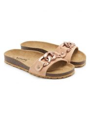 Billowy Skórzane klapki w kolorze beżowym rozmiar: 39. Brązowe klapki damskie Billowy, z aplikacjami, bez obcasa. Za 203.45 zł.