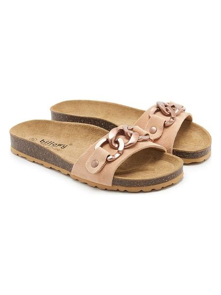 Billowy Skórzane klapki w kolorze beżowym rozmiar: 39. Brązowe klapki damskie Billowy, z aplikacjami, bez obcasa. Za 203.45 zł.