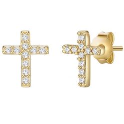 Lulu & Jane Kolczyki Krzyżyk Mosiadz Żółte złoto 1 ct Damski. Żółte kolczyki damskie Lulu & Jane, z cyrkonią, pozłacane, na sztyftcie. Za 129.99 zł.