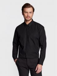 Calvin Klein Koszula Hidden K10K109891 Czarny Extra Slim Fit. Czarne koszule męskie CALVIN KLEIN, m, bez wzorów, z bawełny, bez kołnierzyka, bez ramiączek. Za 309.99 zł.