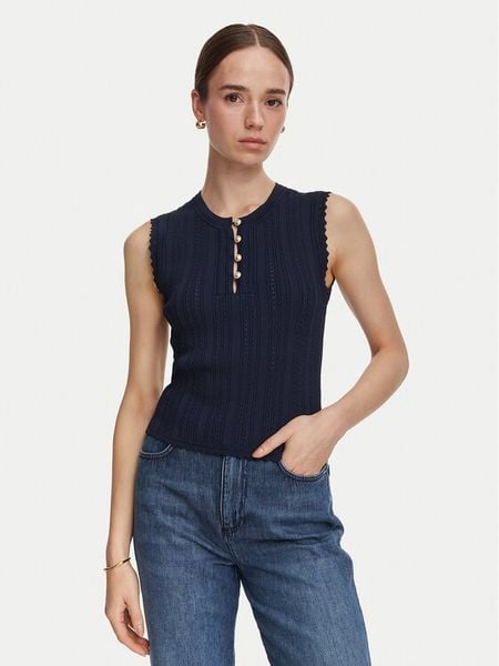 Guess Bluzka W6YR24 Z0970 Granatowy Regular Fit. Niebieskie bluzki damskie Guess, xl, z aplikacjami, z syntetyku, bez ramiączek. Za 344.99 zł.