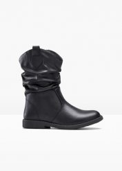 Kozaki. Czarne kozaki damskie bonprix, bez obcasa. Za 147.99 zł.