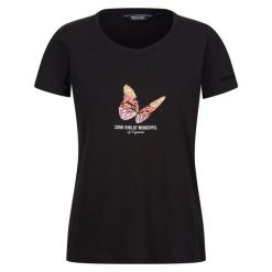T-shirt Damski Motyl Filandra VIII. Czarne t-shirty damskie Regatta, xl, bez wzorów, bez kołnierzyka. Za 41.99 zł.