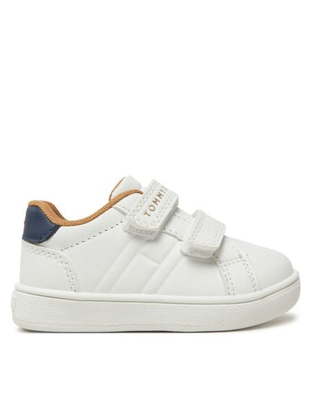 Tommy Hilfiger Sneakersy Low Cut Velcro Sneaker T1X9-33835-1355 M Biały. Białe buty sportowe chłopięce Tommy Hilfiger, ze skóry, bez zapięcia. Za 189.99 zł.