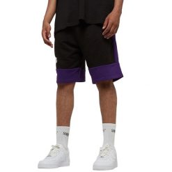 Spodnie sportowe męskie New Era Nba Colour Block Short Lakers. Czarne spodnie sportowe męskie New Era, m, z dresówki, do koszykówki. Za 199.99 zł.