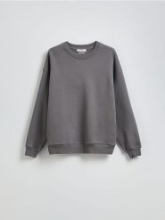 Bawełniana bluza - ciemnoszary. Szare bluzy bez kaptura damskie Reserved, l, z bawełny. W wyprzedaży za 69.99 zł.