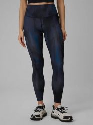 4F Legginsy sportowe w kolorze granatowym rozmiar: L. Niebieskie legginsy damskie 4f, l, bez wzorów, z materiału, z podwyższonym stanem, outdoorowe. Za 69.99 zł.