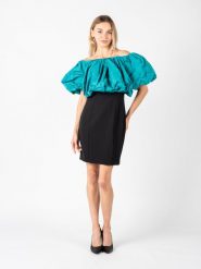 Pinko Sukienka "Isola" | 101248 A0VQ | Kobieta | Czarny, Turkusowy. Czarne sukienki damskie Pinko, bez wzorów, z elastanu, bez kołnierzyka, bez ramiączek, mini, dopasowane. W wyprzedaży za 449.00 zł.