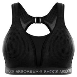 Biustonosz Shock Absorber Ultimate Run Bra Padded. Czarne biustonosze sportowe damskie Shock Absorber, bez wzorów, z elastanu. Za 239.99 zł.