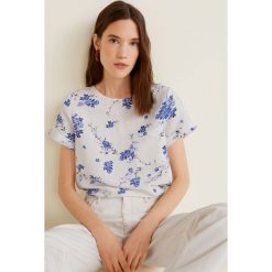 Mango - Top Dolce. Niebieskie topy damskie Mango, l, bez wzorów, ze lnu, bez kołnierzyka. W wyprzedaży za 39.90 zł.