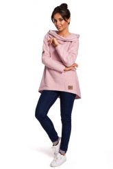 Pudrowa Asymetryczna Bluza Oversize z Kapturem. Czarne bluzy z kapturem damskie MOE, l, z bawełny. Za 253.90 zł.