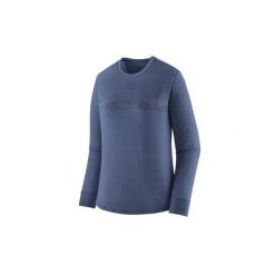 Koszulka wspinaczkowa damska L/S Cap Cool Merino Graphic Women. Niebieskie bielizna termoaktywna damska Patagonia, l, bez wzorów, z wełny. Za 399.99 zł.
