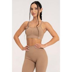 Stanik fitness cardio damski Gym Glamour push up 2.0. Brązowe biustonosze sportowe damskie GYM GLAMOUR, bez wzorów. Za 159.99 zł.