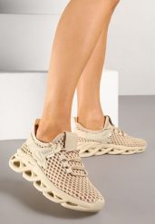 Ciemnobeżowe Buty Sportowe Sneakersy na Platformie Ozdobionej Tłoczeniem Teliriella. Brązowe buty sportowe na co dzień damskie Renee, na fitness i siłownię. Za 89.99 zł.