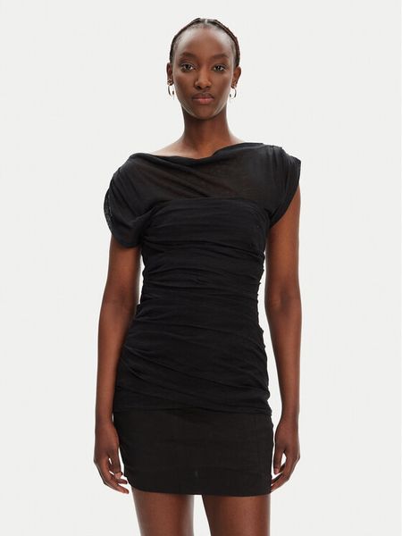 PINKO Sukienka koktajlowa Discoland 104872 A2GF Czarny Slim Fit. Czarne sukienki damskie Pinko, bez wzorów, z wiskozy, wizytowe, bez kołnierzyka, bez ramiączek. Za 759.99 zł.