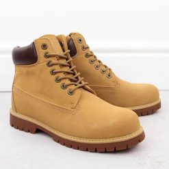 Skórzane zamszowe trapery męskie camel Big Star OO174136. Brązowe buty zimowe męskie Big Star, na zimę, ze skóry, bez zapięcia. Za 191.99 zł.