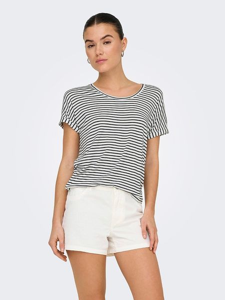 JDY Koszulka w kolorze biało-czarnym rozmiar: XL. Białe bluzki damskie JDY, xl, bez wzorów, bez kołnierzyka, bez ramiączek. Za 41.20 zł.