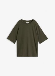 Luźny T-shirt z mieszanki bawełny. Zielone t-shirty damskie bonprix, bez wzorów, z bawełny, bez kołnierzyka. Za 39.99 zł.