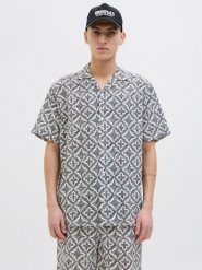 Jack & Jones Koszula w kolorze szaro-białym rozmiar: S. Białe koszule męskie Jack & Jones, s, bez wzorów, z bawełny, bez kołnierzyka, bez ramiączek. Za 70.41 zł.